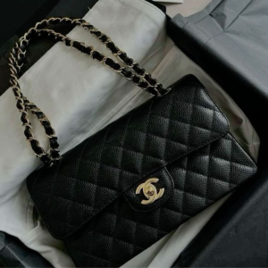 Chanel Classic Medium Double Flap Black Lamb Silver Hardware