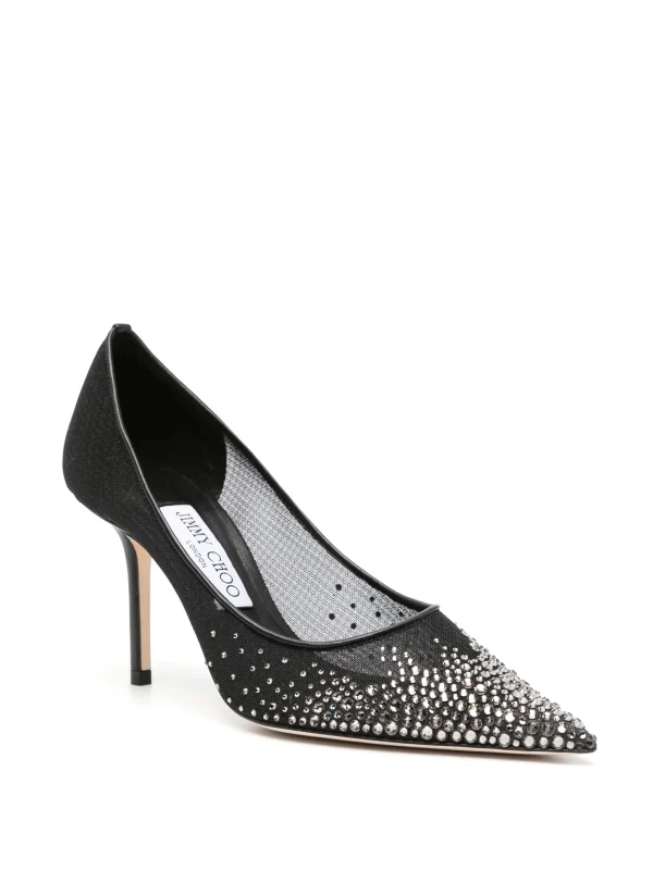 Jimmy Choo Love Crystal Embellished Pumps Black 85mm - Image 3