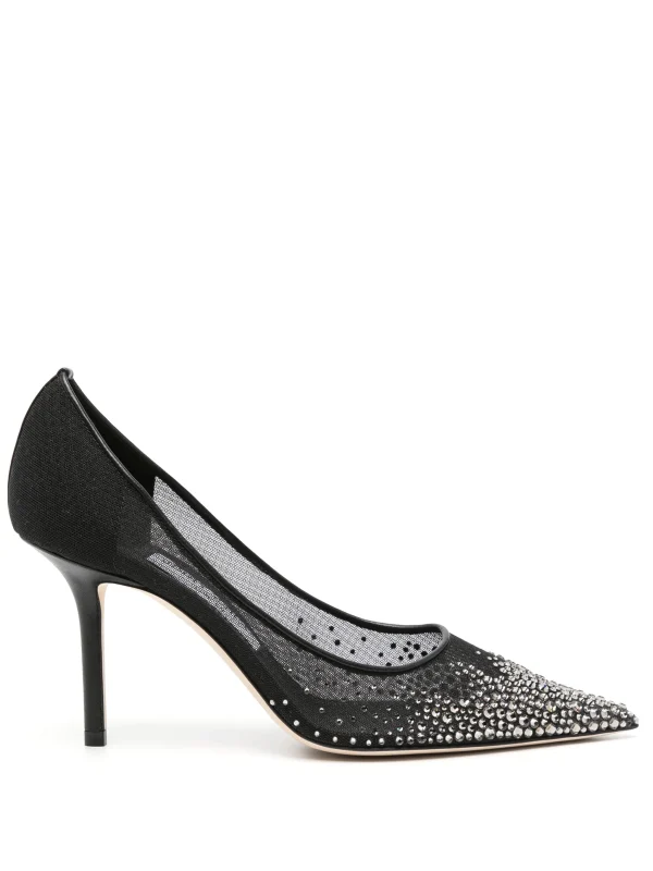 Jimmy Choo Love Crystal Embellished Pumps Black 85mm