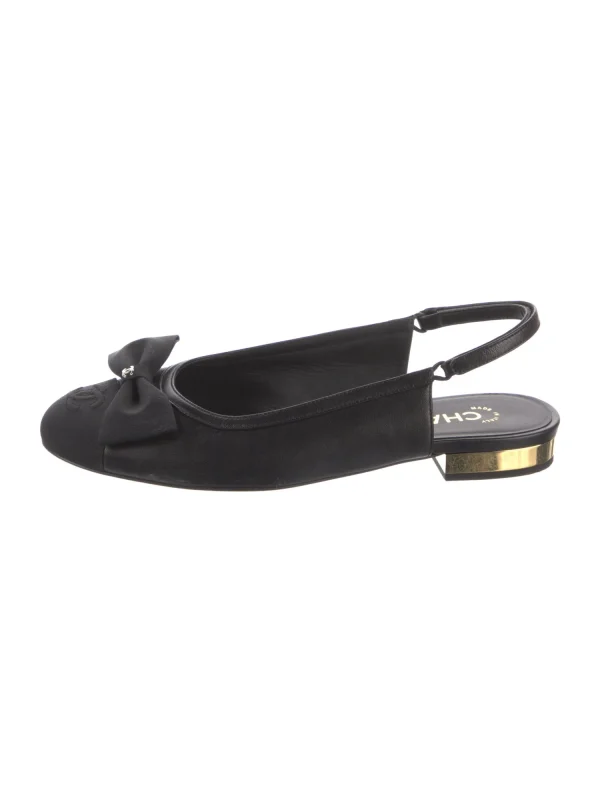 Chanel Interlocking CC Slingback Flats Black