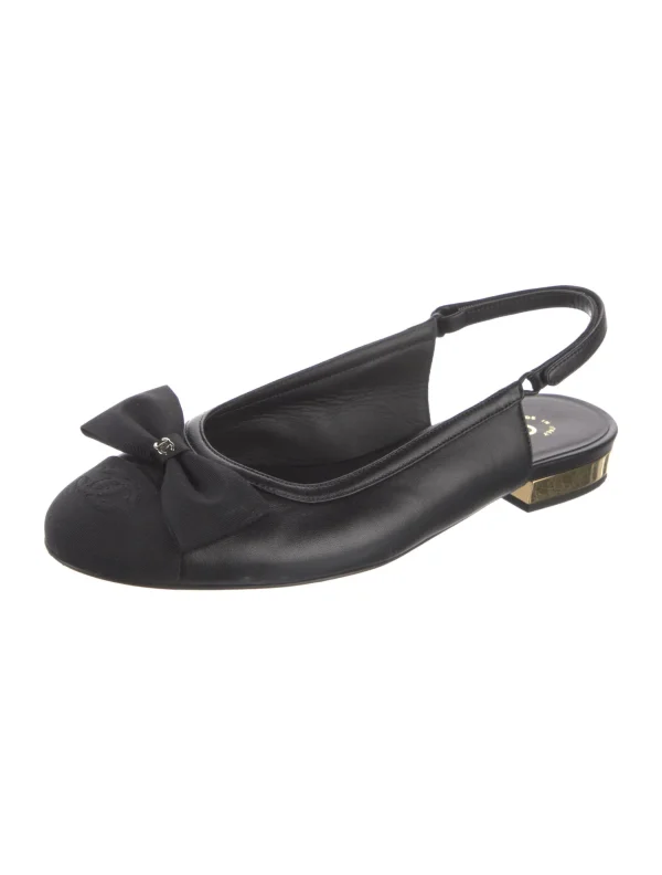 Chanel Interlocking CC Slingback Flats Black - Image 4