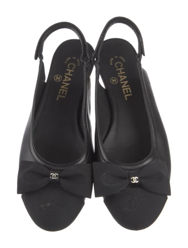 Chanel Interlocking CC Slingback Flats Black - Image 3