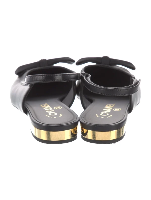 Chanel Interlocking CC Slingback Flats Black - Image 2